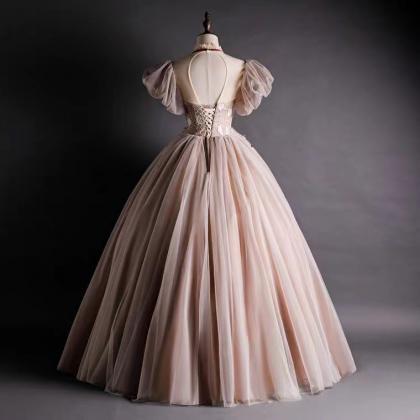 Prom Dresses,high-neck Evening Dress, Pink Party..
