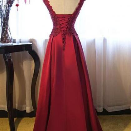 Prom Dresses,red Satin Evening Dress, Off Shoulder..