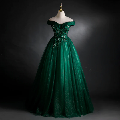 Prom Dresses,dark Green Sweetheart Off Shoulder..