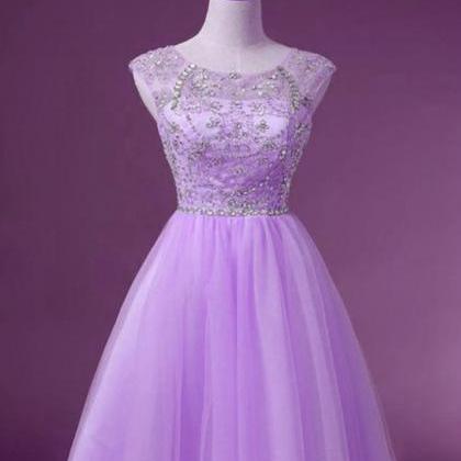 Homecoming Dresses,lavender Tulle Short Knee..