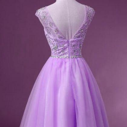 Homecoming Dresses,lavender Tulle Short Knee..