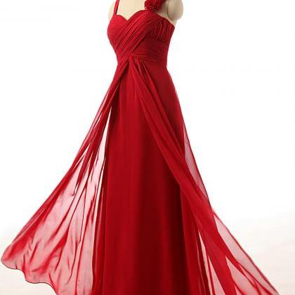 Prom Dresses,red Bridesmaid Dresses,long Chiffon..