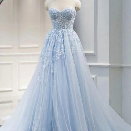 Prom Dresses,ice Blue Prom Dresses, Sweetheart..