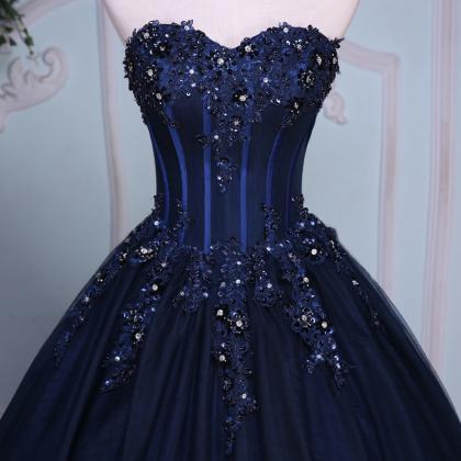 Prom Dresses,navy Blue Evening Dresses, Tulle..