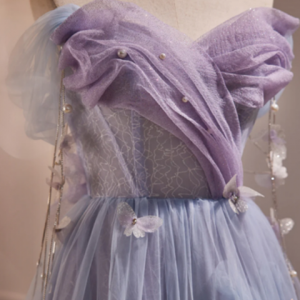 Prom Dresses,long Purple Tulle Prom Dresses, Long..