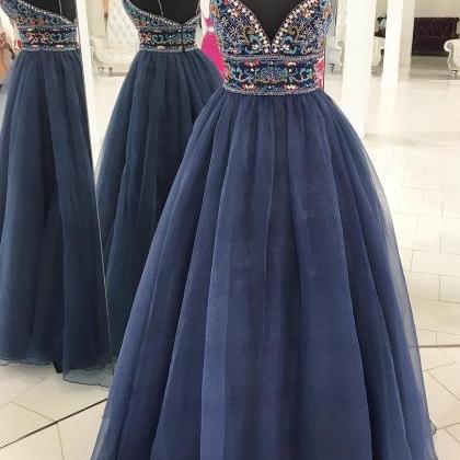 Prom Dresses,prom Dress With Colored Beading,..
