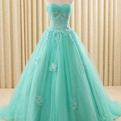 Prom Dresses,turquoise Lace Ball Gown Dress