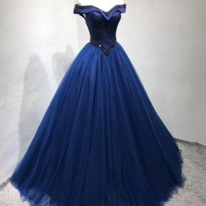 Prom Dresses,blue Tulle Long Prom Dress Blue..