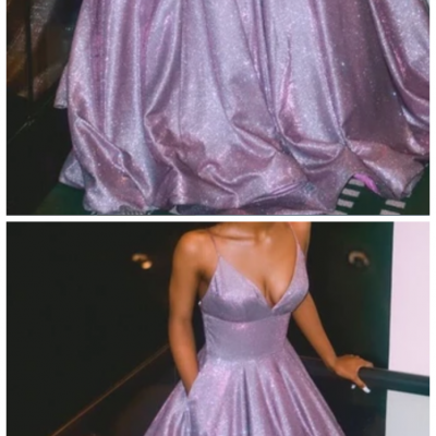 A line prom evening dress ,purple fashion gown