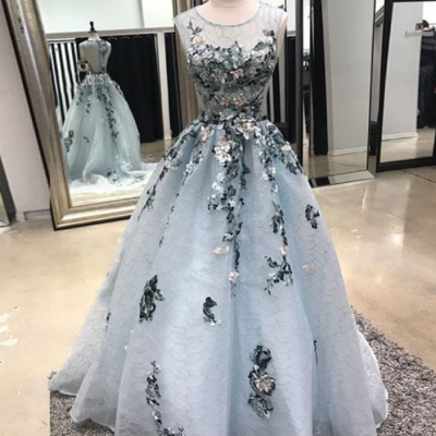 lace long prom dress, evening dress 