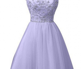 Tulle Homecoming Dress, Halter Beaded Homecoming Dress, Cute Homecoming Dress, LB0349