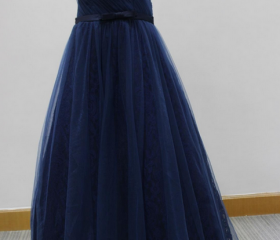 Long Strapless Tulle Gown with Sweetheart  Neck Terracotta