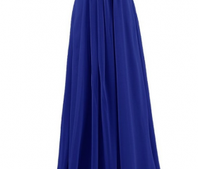 Off the Shoulder Long Chiffon Dresses Ocean Blue