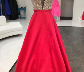 Plunging Neckline Prom Dress Floor-Length Prom Dresses SYP138