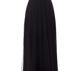 Floor-length Beaded Illusion Neck 3/4 Sleeves Dress Dark Navy main image 1