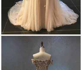 Beautiful Champagne Applique Short Tulle Dama Dress,HD1226