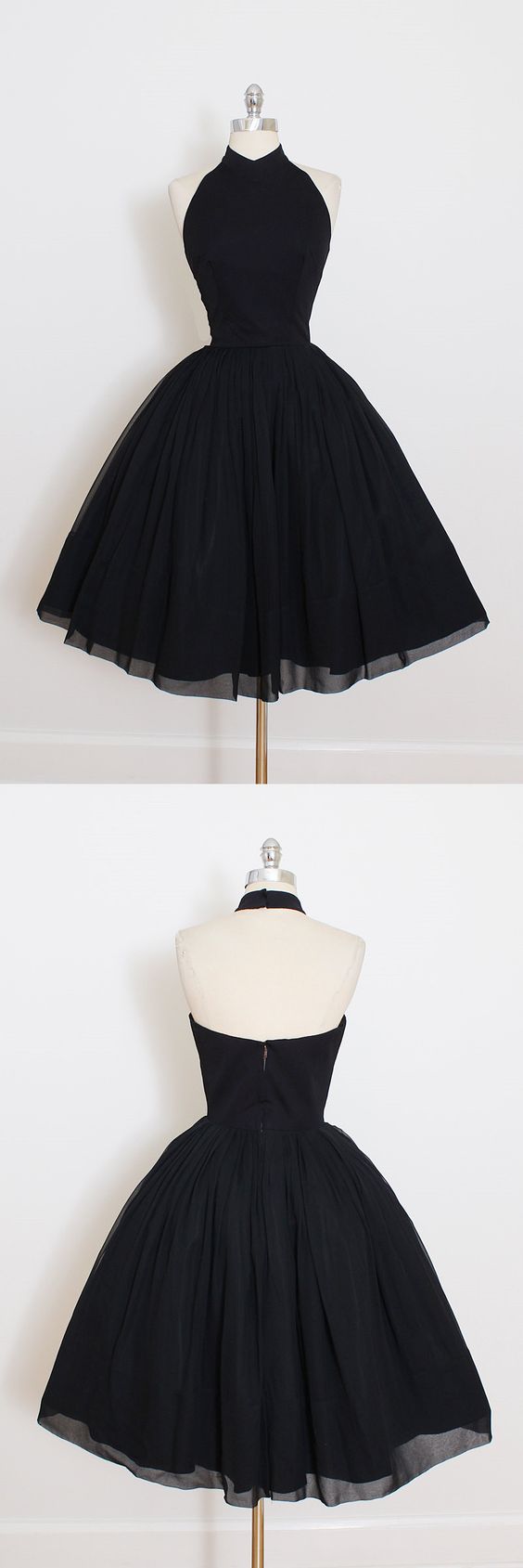 2018 Custom Made Black Chiffon Prom Dress,halter Homecoming Dress,short Mini Party Dress,high Quality