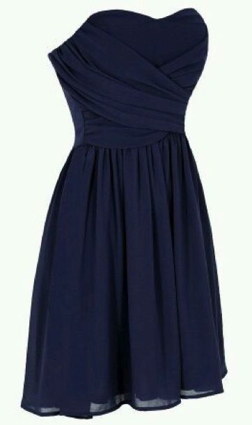 Navy Blue Ruched Chiffon Short A-line Homecoming Dress, Bridesmaid Dress