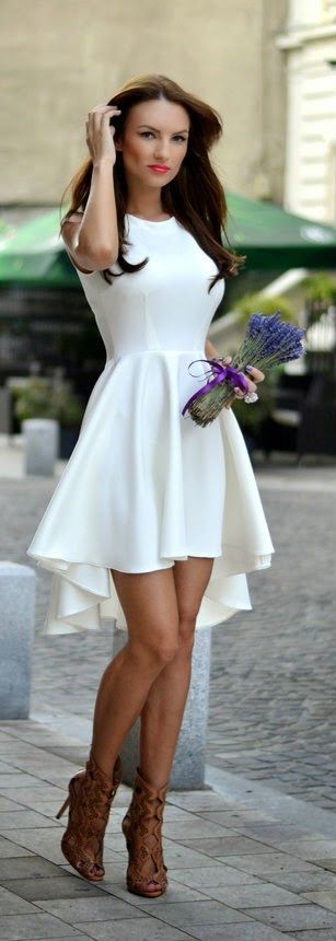 Short Sleeveless Homecoming Dress, High-low White Bridesmaid /prom Dress