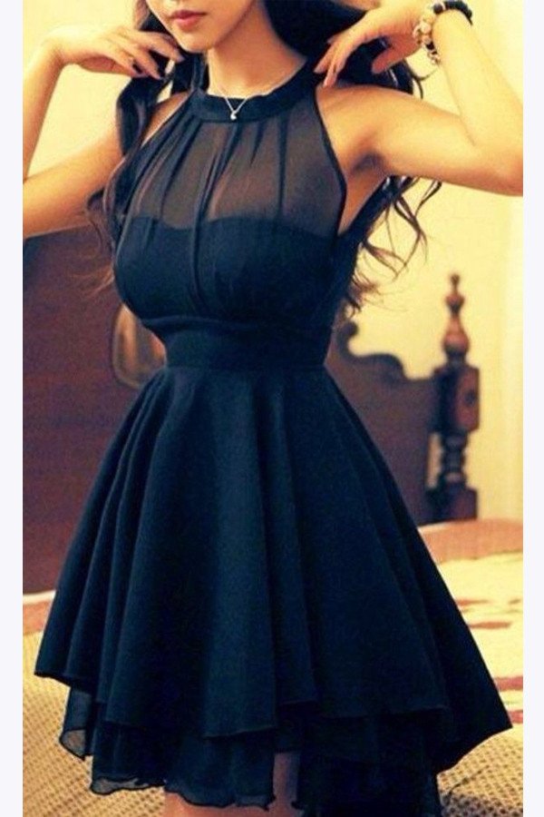 Chiffon Black Homecoming Dress,short Prom Dresses For Girls