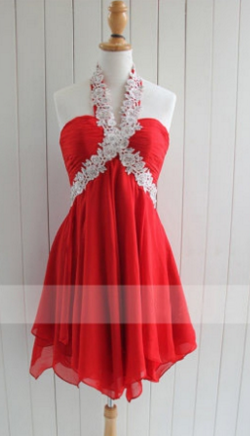 Short Prom Dress, Red Prom Dress, Halter Prom Dress, Knee-length Prom Dress, Junior Prom Dress, Prom Dress, Occasion Dress, Bridesmaid Dress