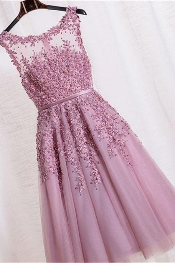 Sparkly Girly Lace Beading Handmade Short Pretty Homecoming Dresses