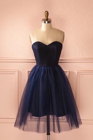 Navy Sweetheart Homecoming Dresses, Tulle Homecoming Dresses, Zip Up Homecoming Dresses, Cute Homecoming Dresses, Homecoming Dresses, Juniors