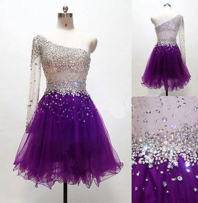 Homecoming Dresses,one Shoulder Homecoming Dresses,rhinestone Homecoming Dresses,organza
