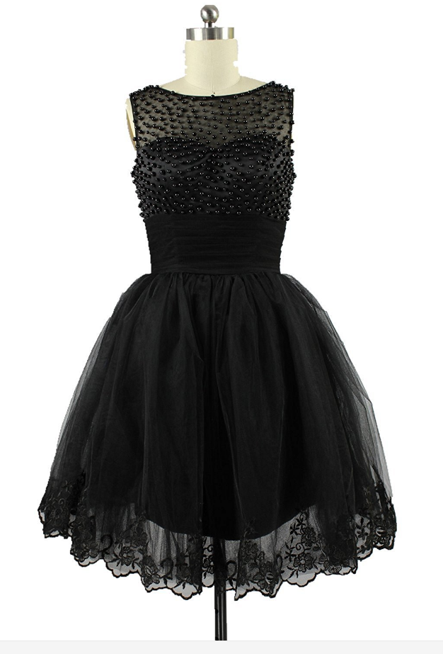 Sleeveless Sheer Beaded Short Homecoming Dress, Cocktail Dress, Party Dress  on Luulla
