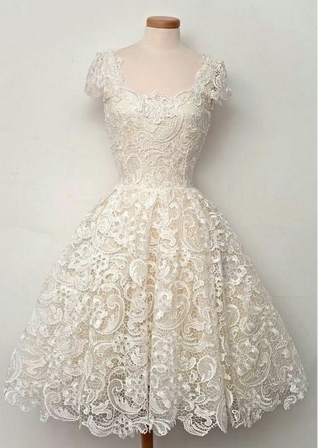 Lace Homecoming Dresses,white Homecoming Dresses,cap Sleeve Homecoming Dresses, Homecoming Dresses,