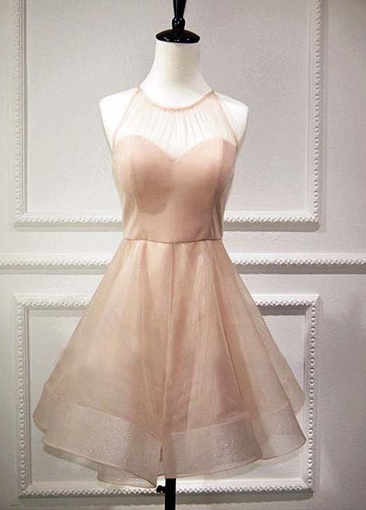 Elegant A-line Jewel Sleeveless Open Back Short Homecoming Dress