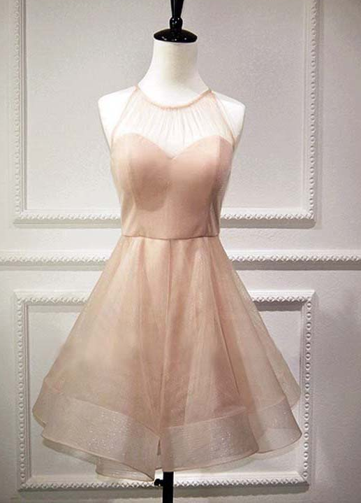 A-Line Jewel Sleeveless Backless Short Black Satin Homecoming Dress  PD012