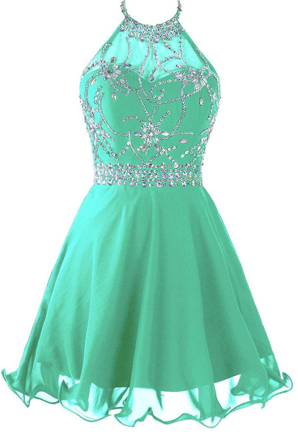 Sleeveless Beading Backless Short Prom Dresses