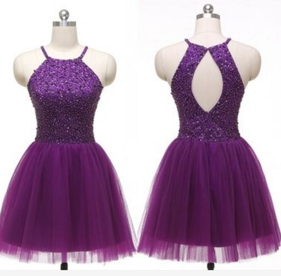 Homecoming Dresses,sequin Homecoming Dresses,purple Homecoming Dresses,tulle Homecoming Dresses,open Back
