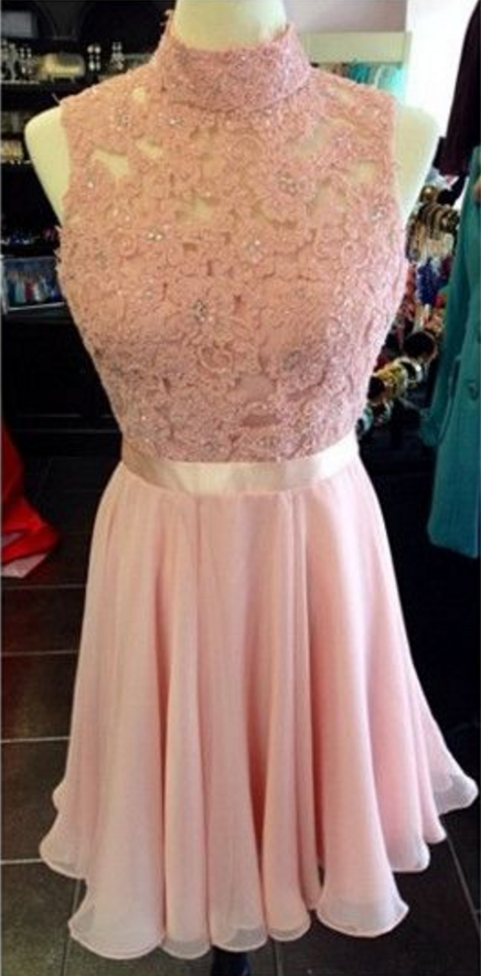 Homecoming Dresses,high Neck Homecoming Dresses,lace Homecoming Dresses,open Back Homecoming Dresses,cute