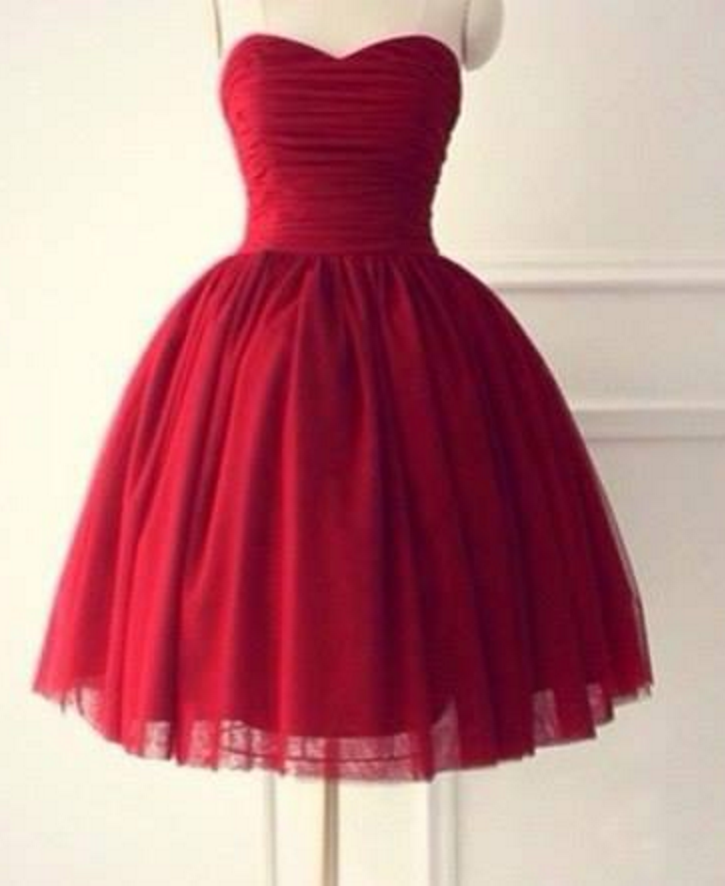 Simple Red Homecoming Dress,knee Length Homecoming Dresses