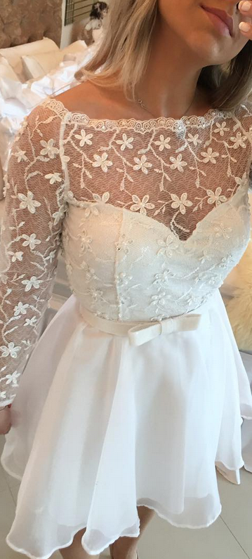 White Pearls Homecoming Dress long Sleeve Homecoming Dresses on Luulla