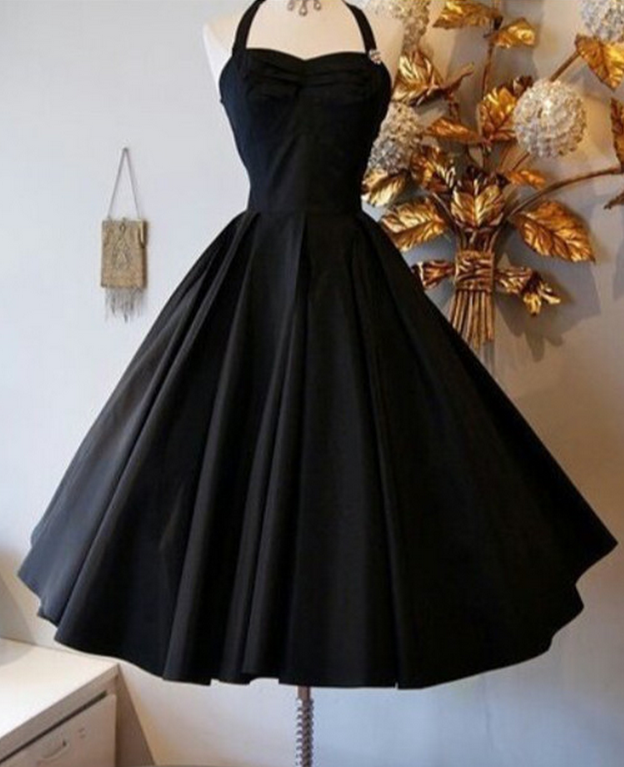 Black Halter Homecoming Dress,knee Length Homecoming Dresses