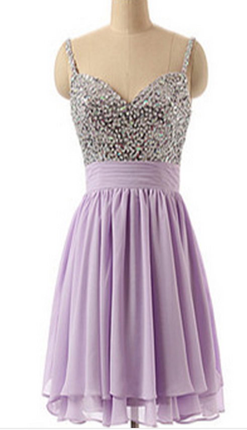 Light Purple Homecoming Dress,spaghetti Straps Homecoming Dresses