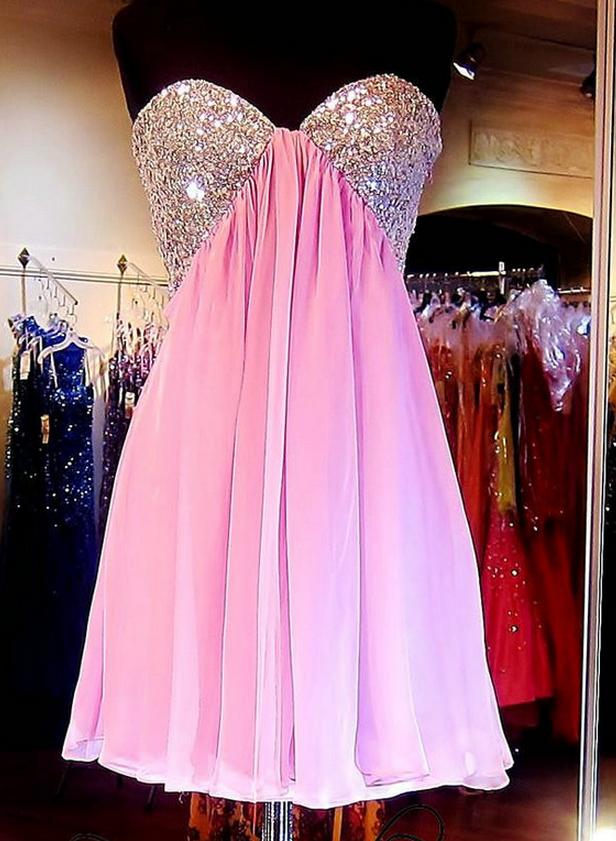 A-line Pink Homecoming Dress,sweetheart Homecoming Dresses