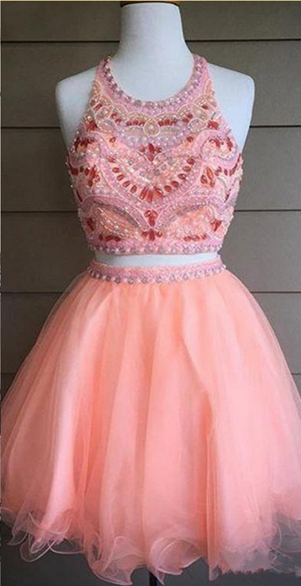 Two Piece Homecoming Dress,high Neck Homecoming Dresses