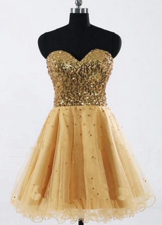 Strapless Sweetheart Beaded Tulle Short Homecoming Dress, Party Dress, Prom Dress