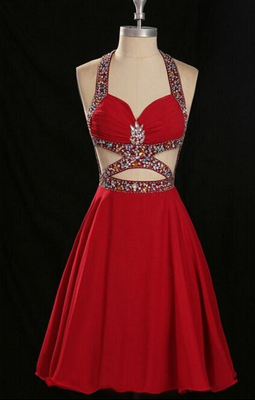 Homecoming Dress,rhinestone Homecoming Dress,open Back Homecoming Dress,red Homecoming Dress,sexy