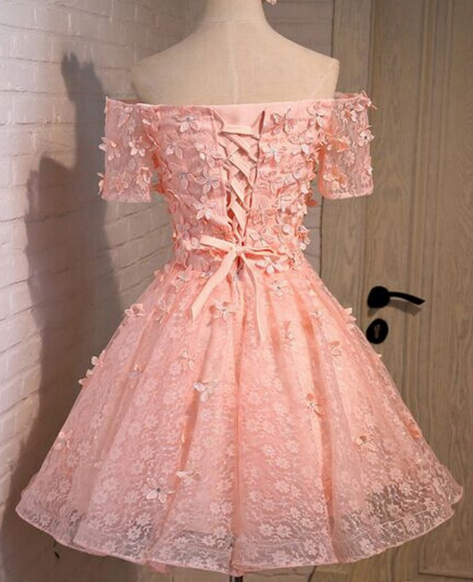 Elegant A Line Short Sleeves Homecoming Dress Birthday Outfits main image 0