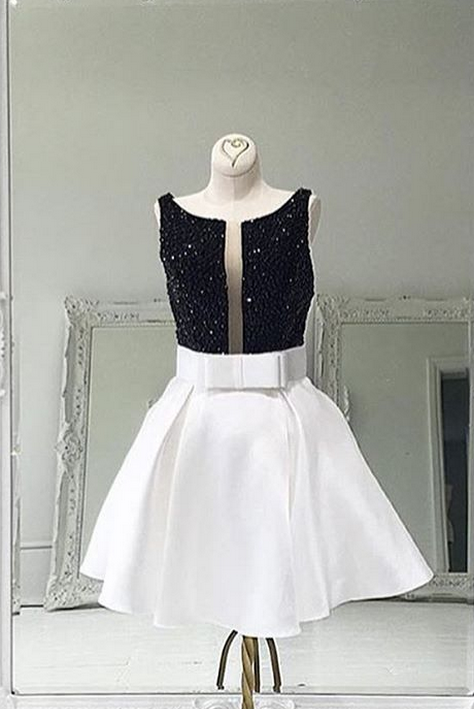 Homecoming Dresses, White Satin Homecoming Dress,Short Graduation Dresses, Short Homecoming Dress, 2017