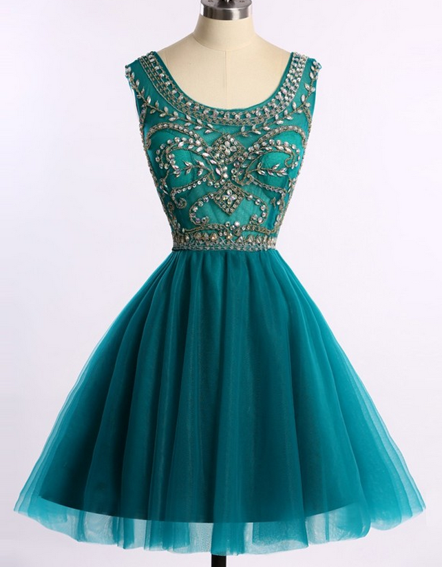 Fashion A-line Scoop Sleeveless Short Homecoming Dress With Beading