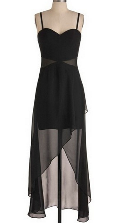 Vintage Spaghetti Straps Chiffon Lace A Line Homecoming Dress Black Cocktail Dress cc3089 main image 0
