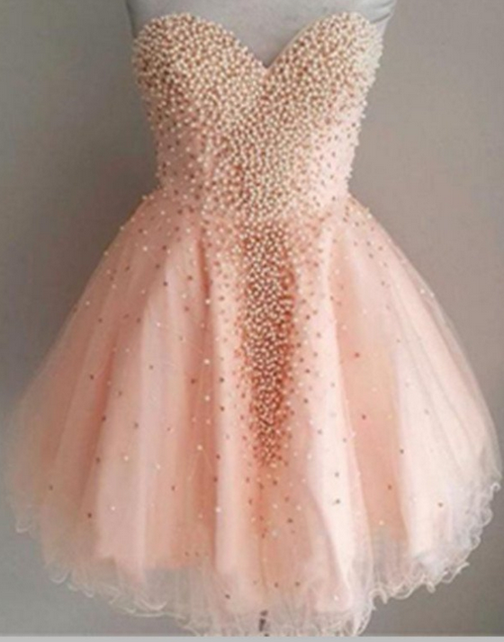 Sleeveless Pink Beading Cute Girly Short Homecoming Dresses K276