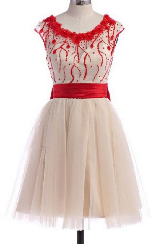 Pretty Skirt With Red Beads Homecoming Dresses K283