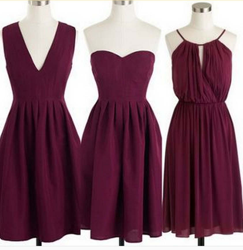 Maroon short best sale bridesmaid dresses